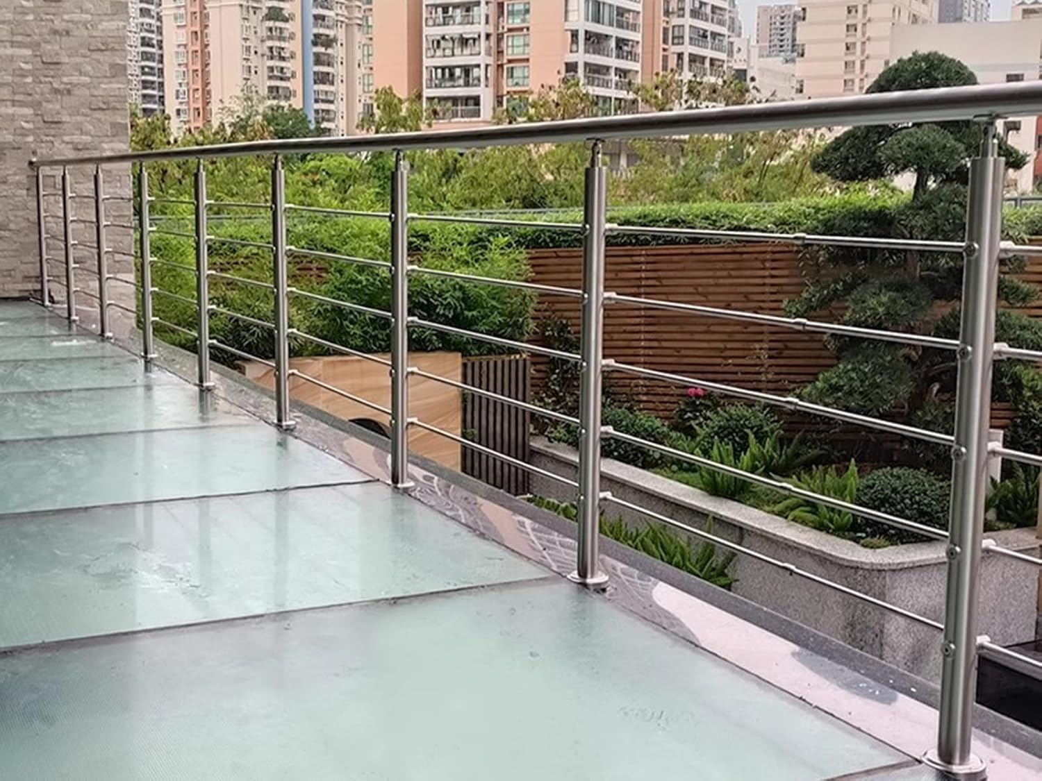 Balustrades Stainless Steel Handrail Deck Cable Railing Kit, 35.4"/ 43.3" Tall Wire Fencing Balusters Guards Replacement for Staircase/Porch/Balcony(H 43.3 in,L 3.3ft/39.4in)