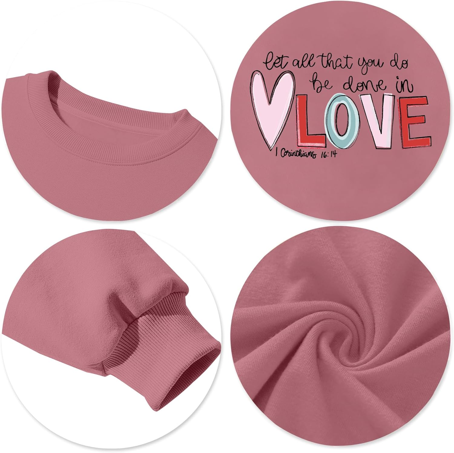 Valentine Day Sweatshirt for Women Romantic Love Print Sweater Valentine Love Heart Graphic Casual Long Sleeve Tops - Image 5