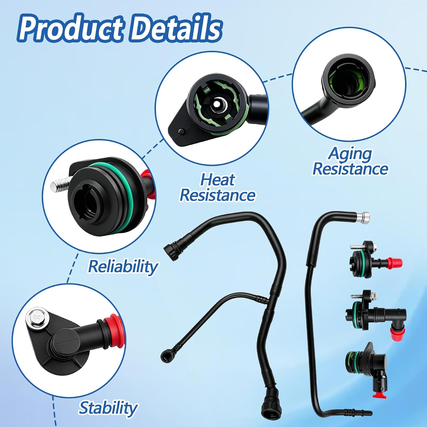 PCV Valve and Tube Repair Kit Replace 12640659 12637666 12673862 | Fit for Chevy Cruze 2016-2019 Trax 2019 1.4L Malibu 2016-2024 1.5L 4-Cylinder Replace 12665644 12685407