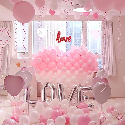 CAKKA - Globos para el día de San Valentín 315 globos de corazón rosa con pétalos de rosa globo de aluminio de amor globo de cola con texto en