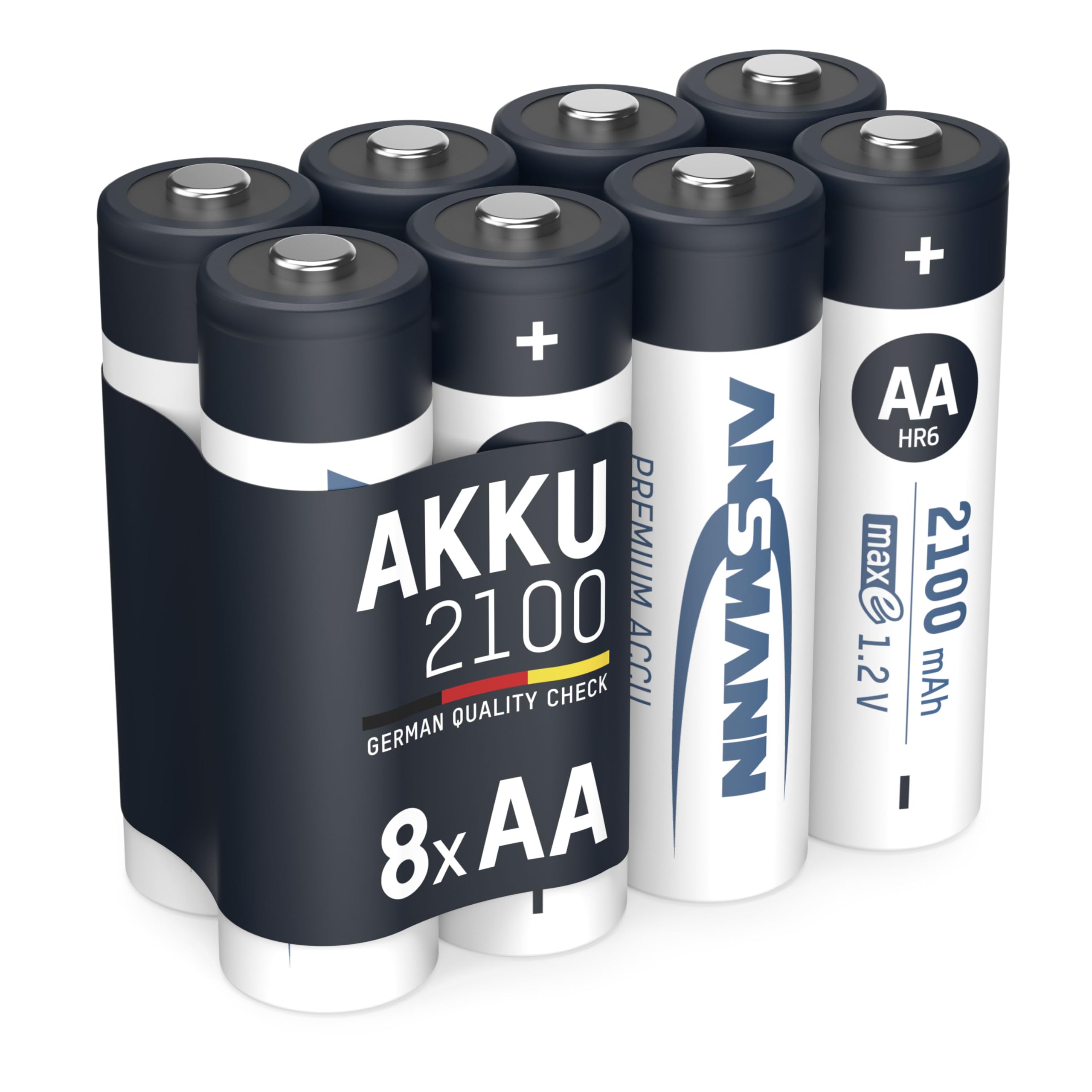 Ansmann Akumulator AA 2100 mAhNimh 1,2 V (8 Sztuk) - Baterie Mignon Aa do Ponownego Ładowania, Maks. Niski Poziom Samorozładowania do Wieloletniego Użytkowania