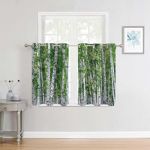Miniatura 3 de Blackout Curtains Grommet Birch Tree Grommet Short Slider Curtains for Sliding Glass Doors Cortinas para Ventanas De Cuarto 63Inch Width by 63Inch