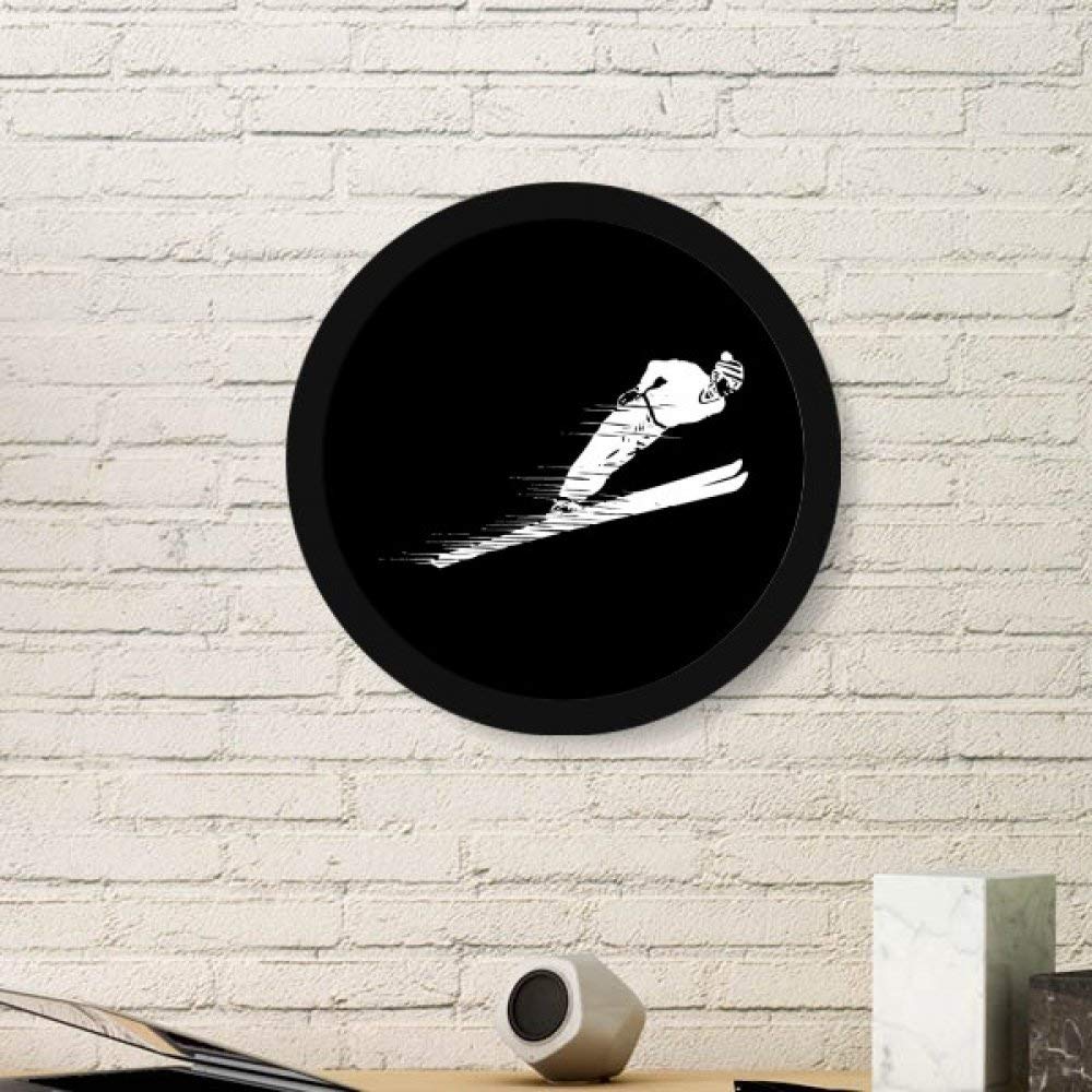 Cadre photo ski et sports d'hiver noir rond pour décoration murale DIYthinker