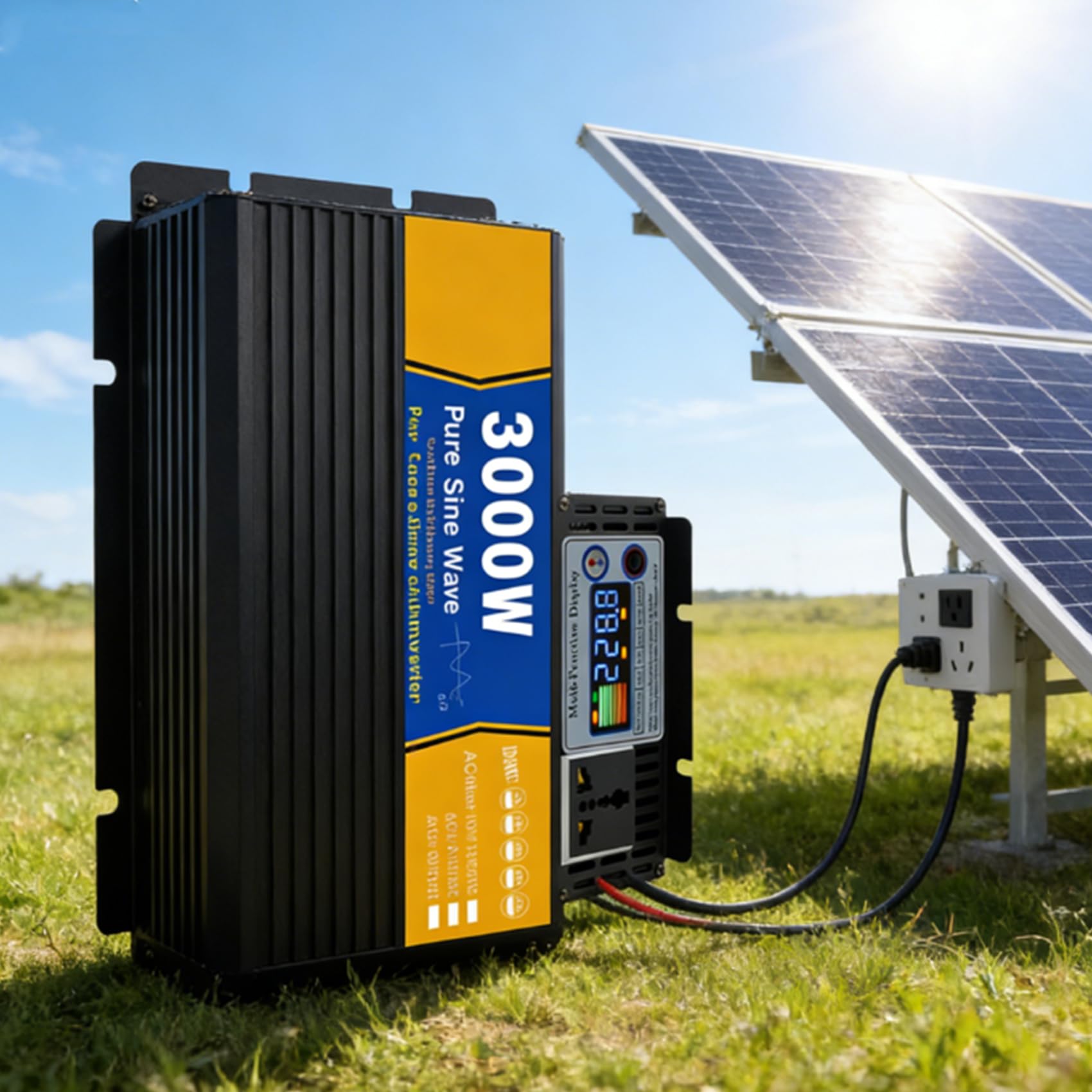 48v to 230v,Przetwornica czystej fali sinusoidalnej 72V na 110V, 3000W 12V/24V/48V/60V/72V DC na 110V/230V AC, z wyświetlaczem LCD, do zastosowań w solarnych systemach off-grid