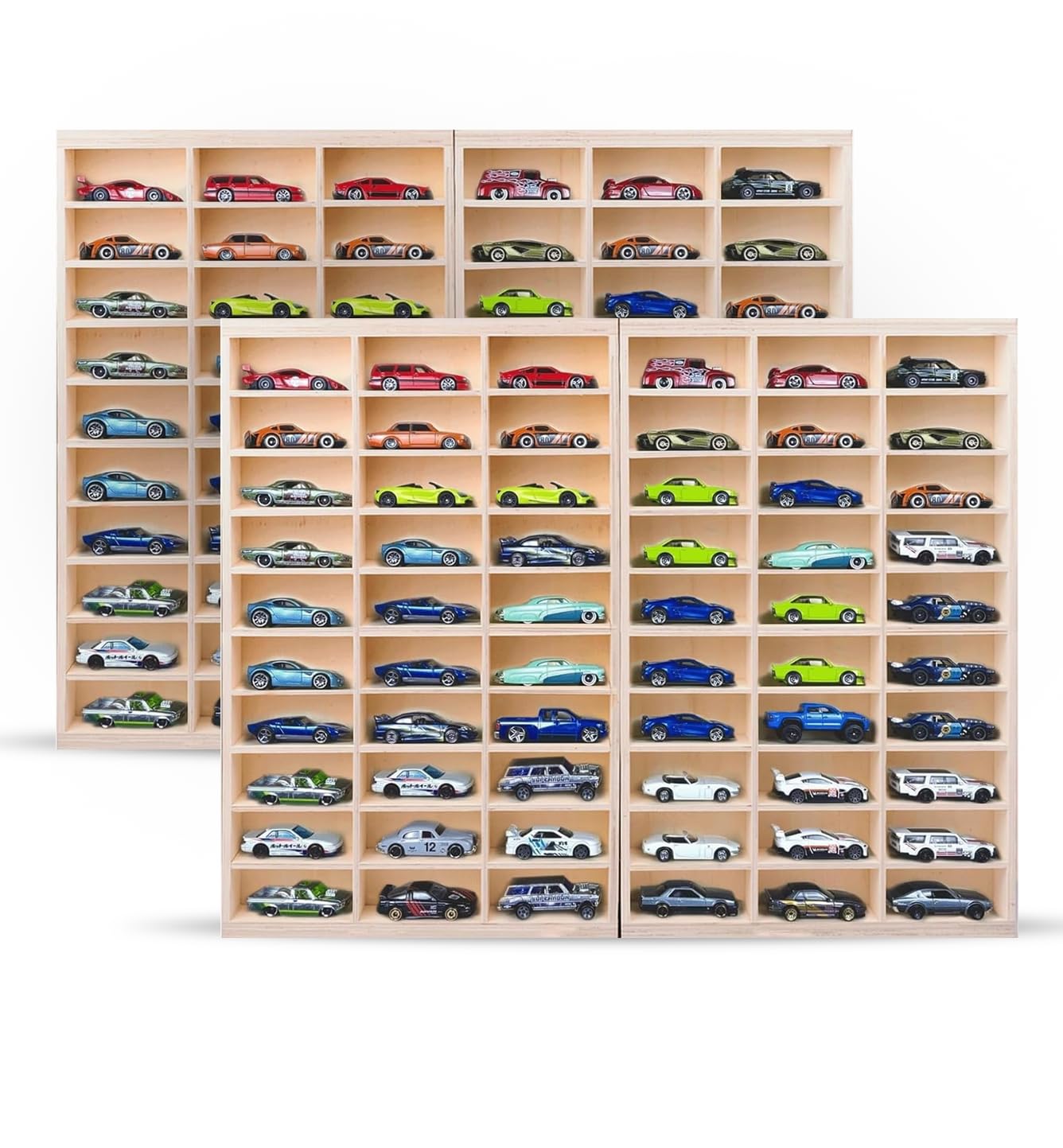 bestofCRAFT 60 Compartment Wooden Display for Cars – Holds 1:64 Scale Cars – Foldable Wall-Mount or Shelf Organizer (2)-image-5