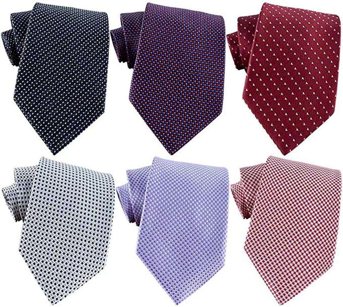 Mohsily メンズネクタイ 6本セット メンズ ビジネス 結婚式 就活 爆売り 紳士 父の日 黒 青 花柄 プレゼント 赤 無地 敬老の日 ストライプ 洗える