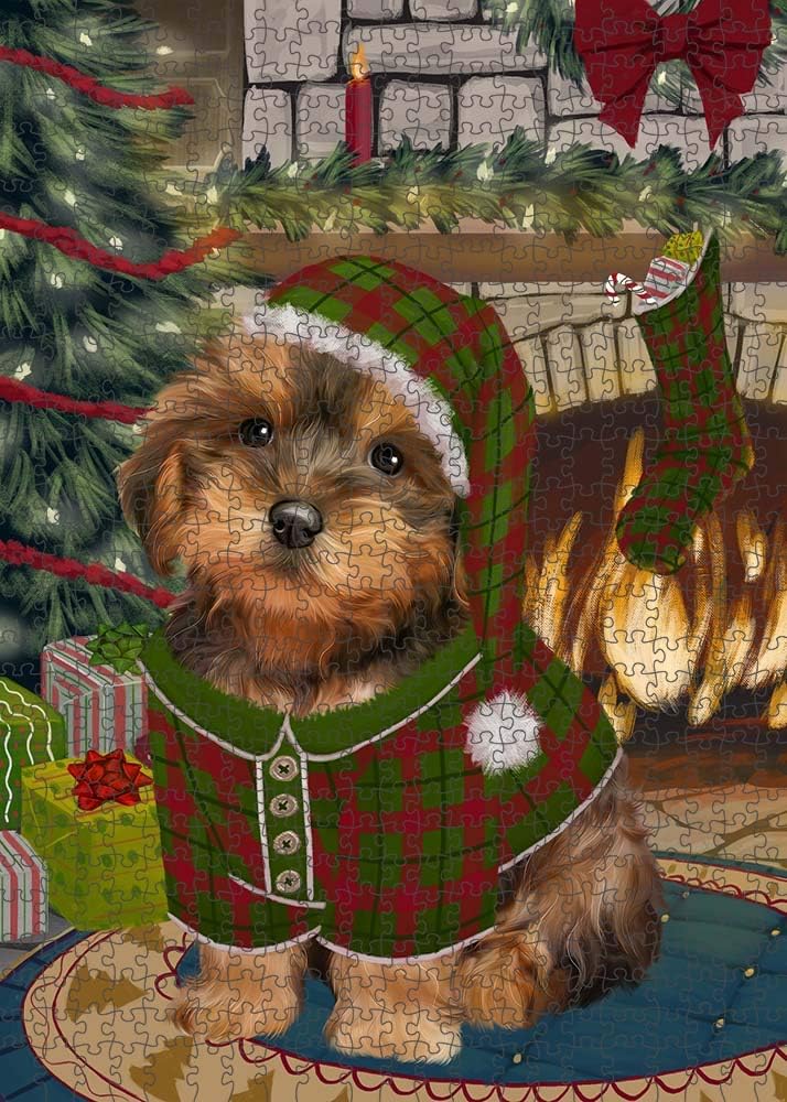 Christmas Stocking was Hung Yorkipoo Dog Jigsaw Puzzle for Adults - Animal Printed Interlocking Puzzle Game Artwork - Gift for Dog Lover's -1000 Pcs 29.5"x19.7", PZLE52366