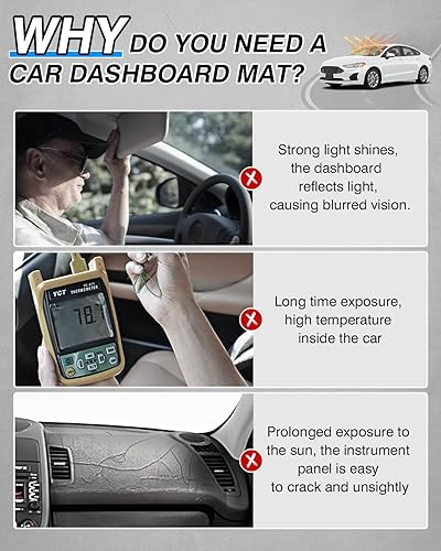 Miniatura 188 de Cartist - Funda de salpicadero, alfombrilla antideslizante, protector de rayos ultravioleta, antirreflejos