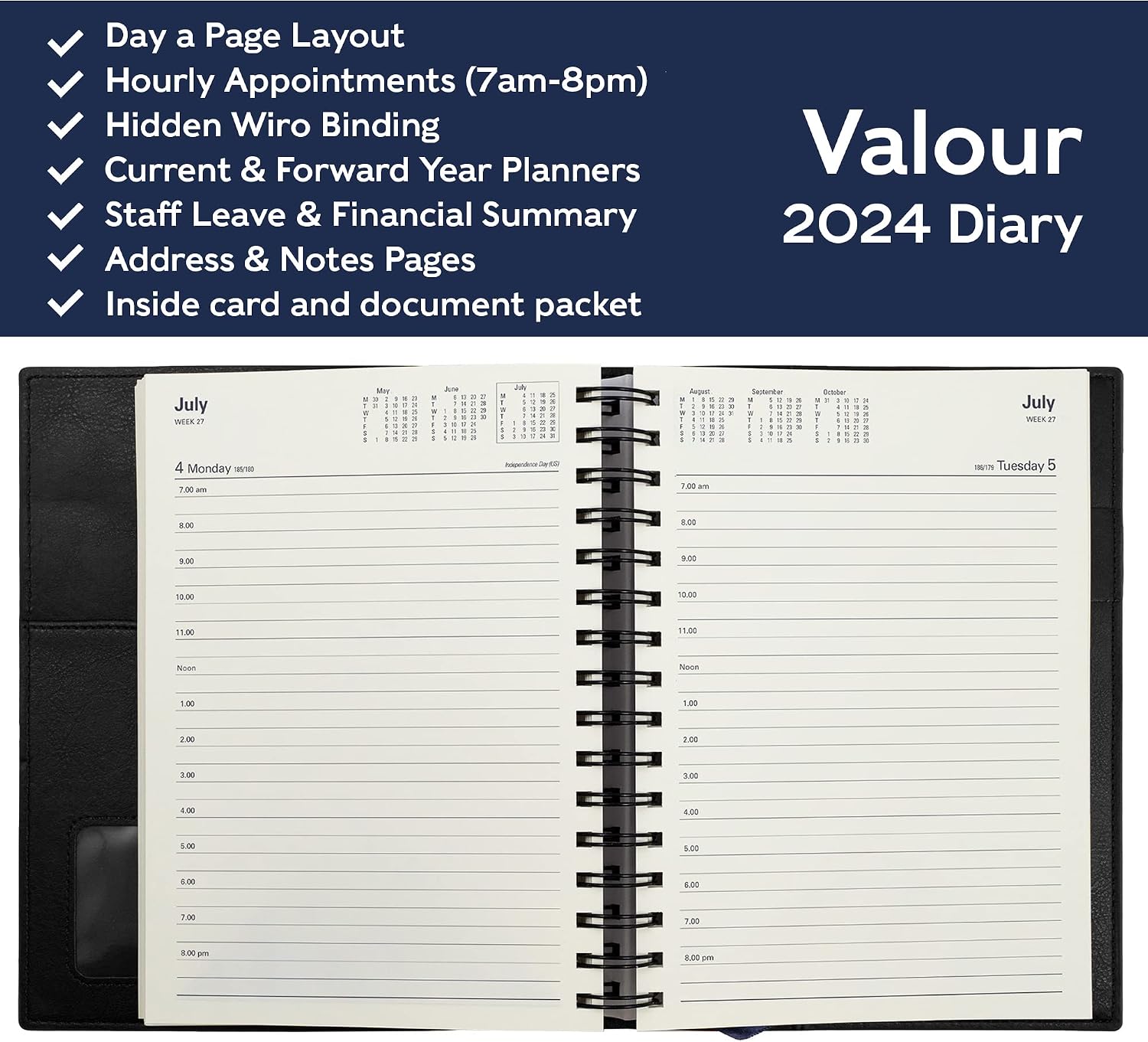 Collins Valour 2024 Diary A5 Day to a Page (with Appointments) - Lifestyle Planner and Organiser for Office, Work, Personal and Home - January to December 2024 Diary - Daily - Rose Gold - VAL251.49-24