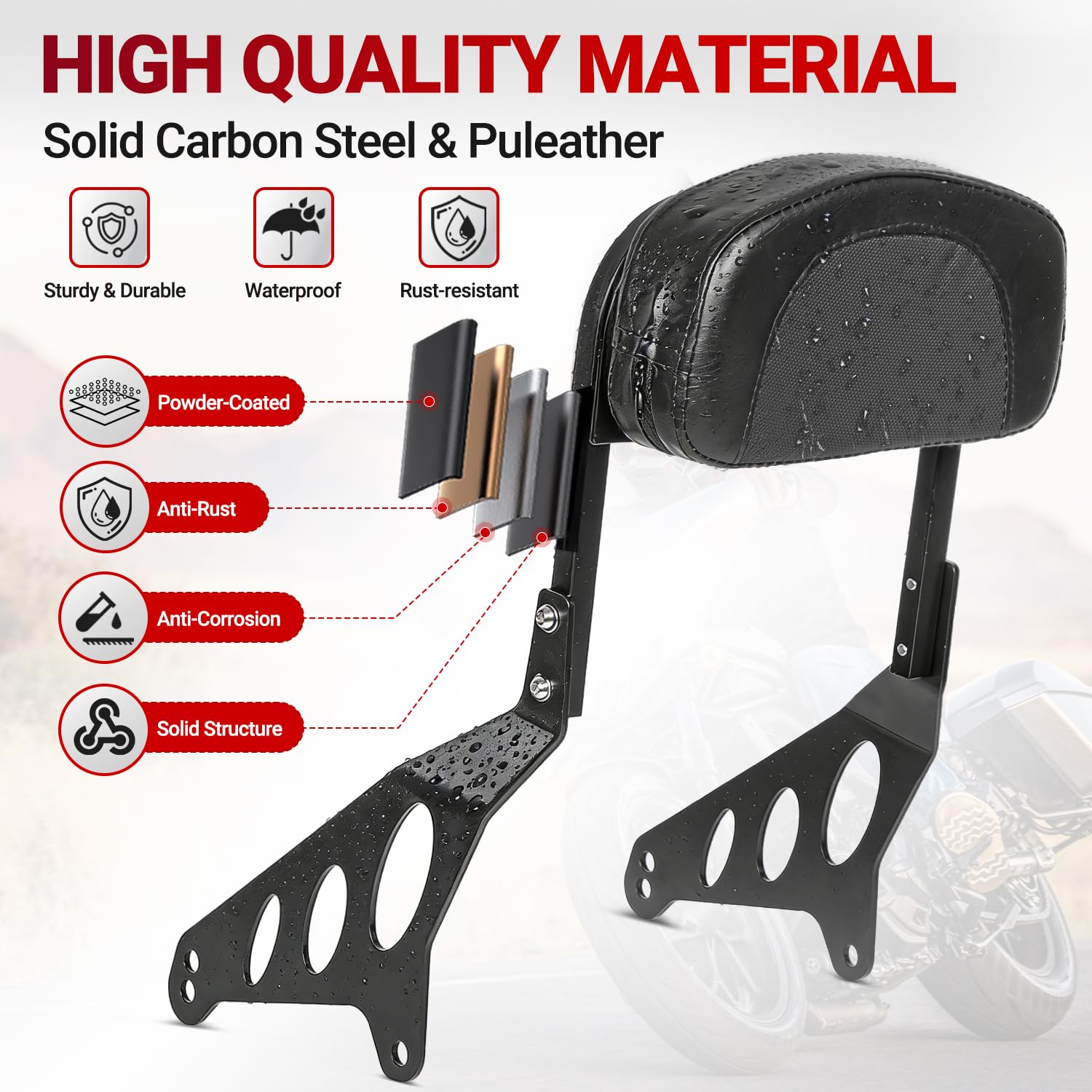 Respaldo vertical desmontable para conductor y pasajero de motocicleta para Rebel 1100, respaldo de cuero para asiento, compatible con Rebel CMX1100 CM1100 CMX CM 1100 2021-2024