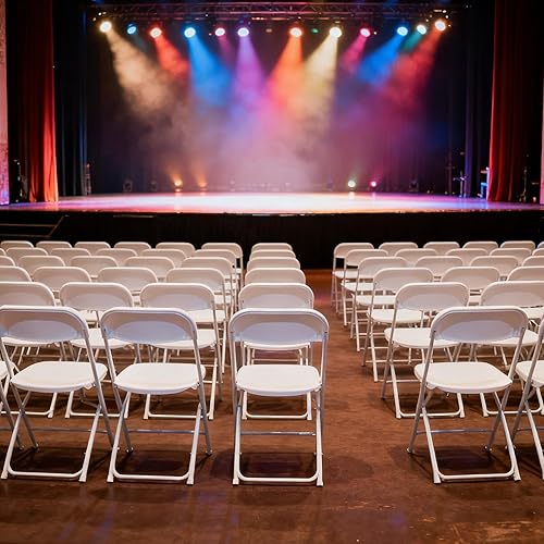 Miniatura 7 de Silla plegable de plástico blanco de 350 libras, paquete de 10 sillas plegables apilables portátiles de 18 pulgadas de largo x 18 pulgadas de ancho