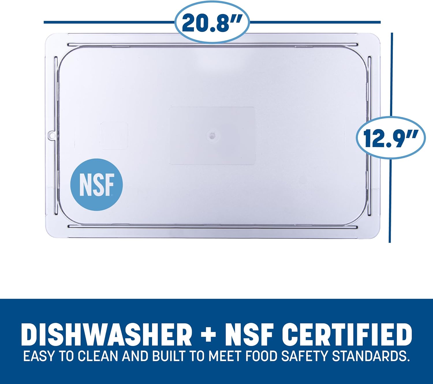 Carlisle FoodService Products 10216U07 StorPlus Full Size Polycarbonate Universal Flat Surface Food Pan Lid, Clear