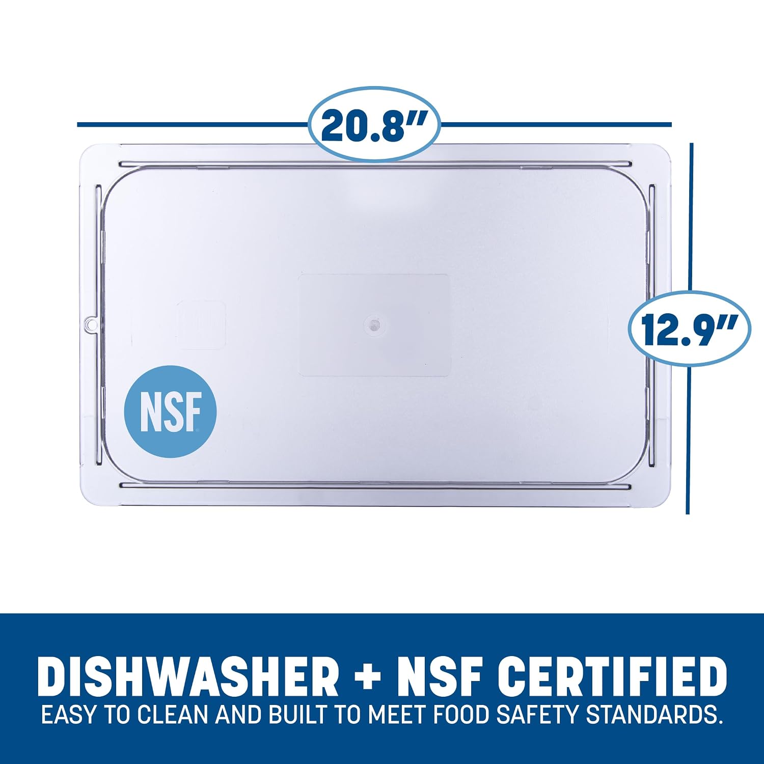 Carlisle FoodService Products StorPlus Flat Lid, Cover for Full Size Food Pans, 20.75" x 12.88", 6 Count, Clear