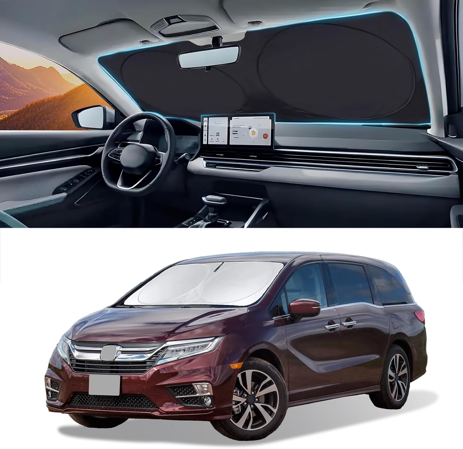 Windshield Sun Shade for Honda Odyssey 2018-2025 2026 Sunshade Sun Visor