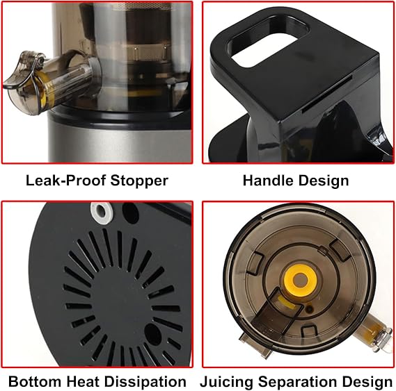 Slow Masticating Juicer Maker With 160mm Large Diameter Feed Tank, Extractor De Jugos Y Vegetales With Anti-Drip Design, Suitable For Cafes, Milk Tea Shops