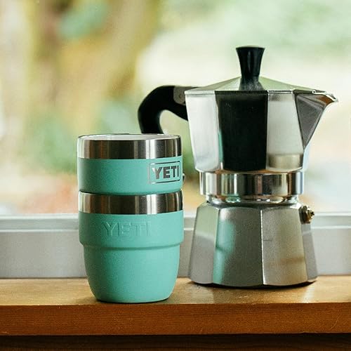Vista 64 de YETI Rambler - Vaso apilable de acero inoxidable con aislamiento al vacío, vaso para expreso/café, capacidad de 4 onzas, paquete de 2 unidades Blanco