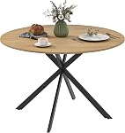 HOMCOM Round Dining Table for 4, 40" Industrial Kitchen Table with Steel Legs for Dining Room, Distressed Brown
