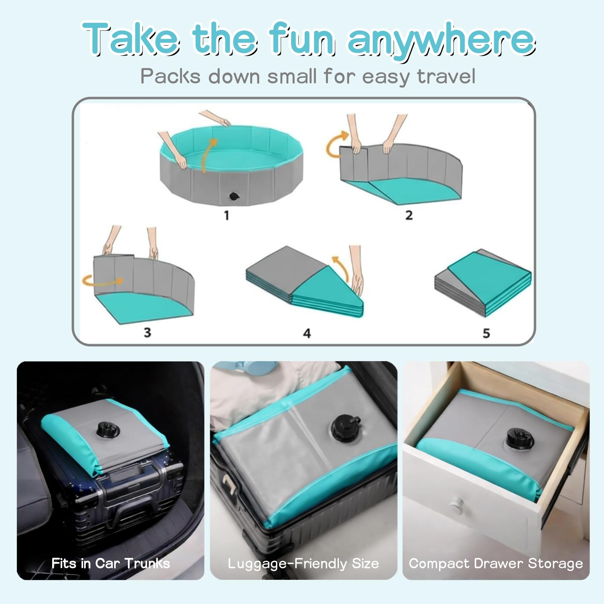 Piscina para Perros Grandes y Pequeños, Piscinas Plegable Rigida Antideslizante, Bañera para Mascotas Portátil con Desagüe, para Mascotas, Gatos, Uso Interior y Exterior (80x20cm) (Small)