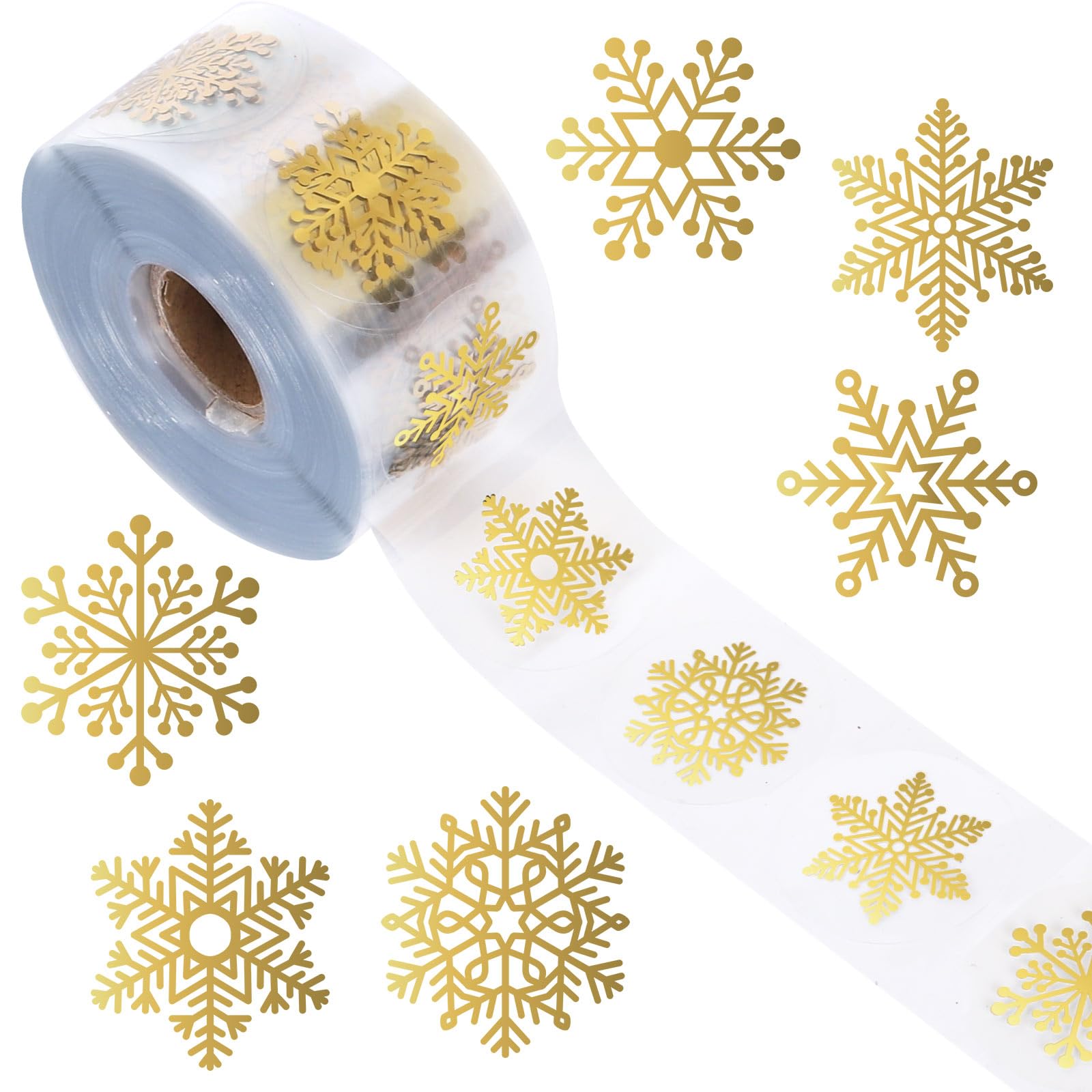 1000 Autocollants Noël En Feuille D'or - 2,5 Cm, Décorations Cadeaux Et Cartes