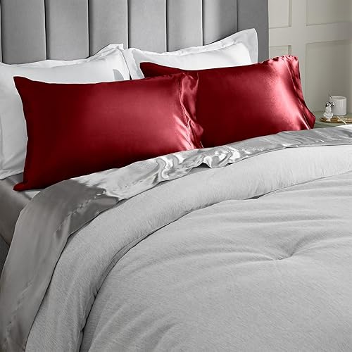 Miniatura 4 de CozyLux Funda de almohada de satén de seda para cabello y piel, tamaño King, juego de 2 fundas de almohada suaves de microfibra sedosa, resistentes
