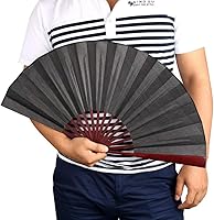 Vista 7 de ZUMAHA Minimalist Black Hand Fan, Chinese Classical Style Folding Fan for PerformanceDanceFightingWeddingChurchParty