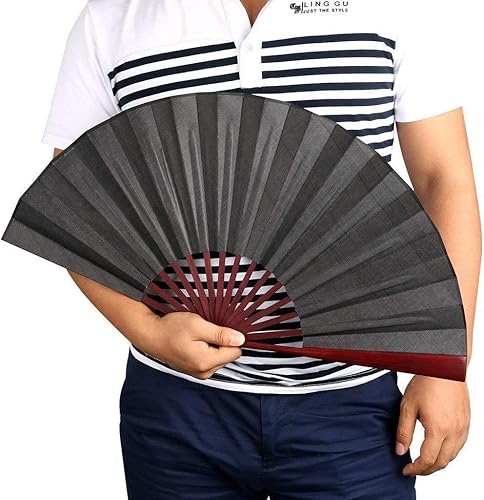 Miniatura 7 de ZUMAHA Minimalist Black Hand Fan, Chinese Classical Style Folding Fan for PerformanceDanceFightingWeddingChurchParty