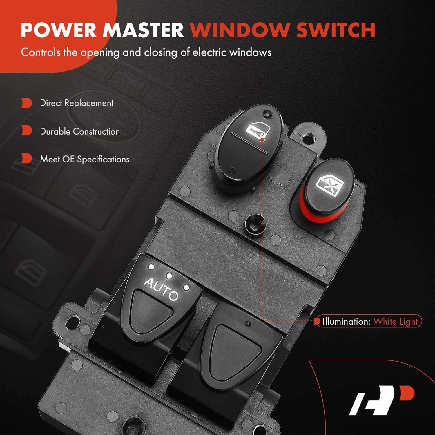 A-Premium Master Power Window Switch Compatible with Honda Civic 2006-2011 Coupe, 16 Pins, Front Left Driver Side, Replace# 35750SVAA12