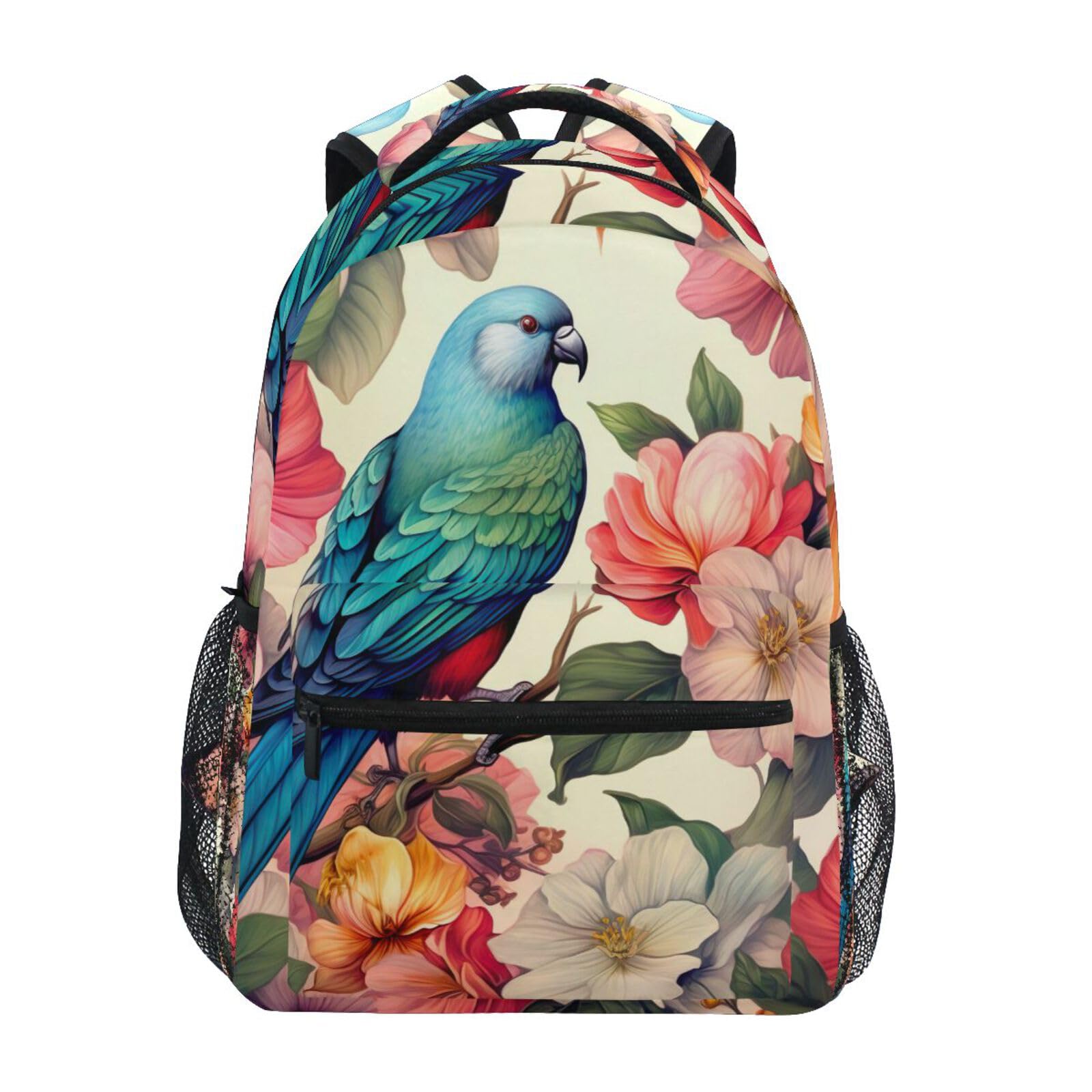 Sac à dos ordinateur imperméable multi-poches SKYSHU oiseau fleur 16" - 8