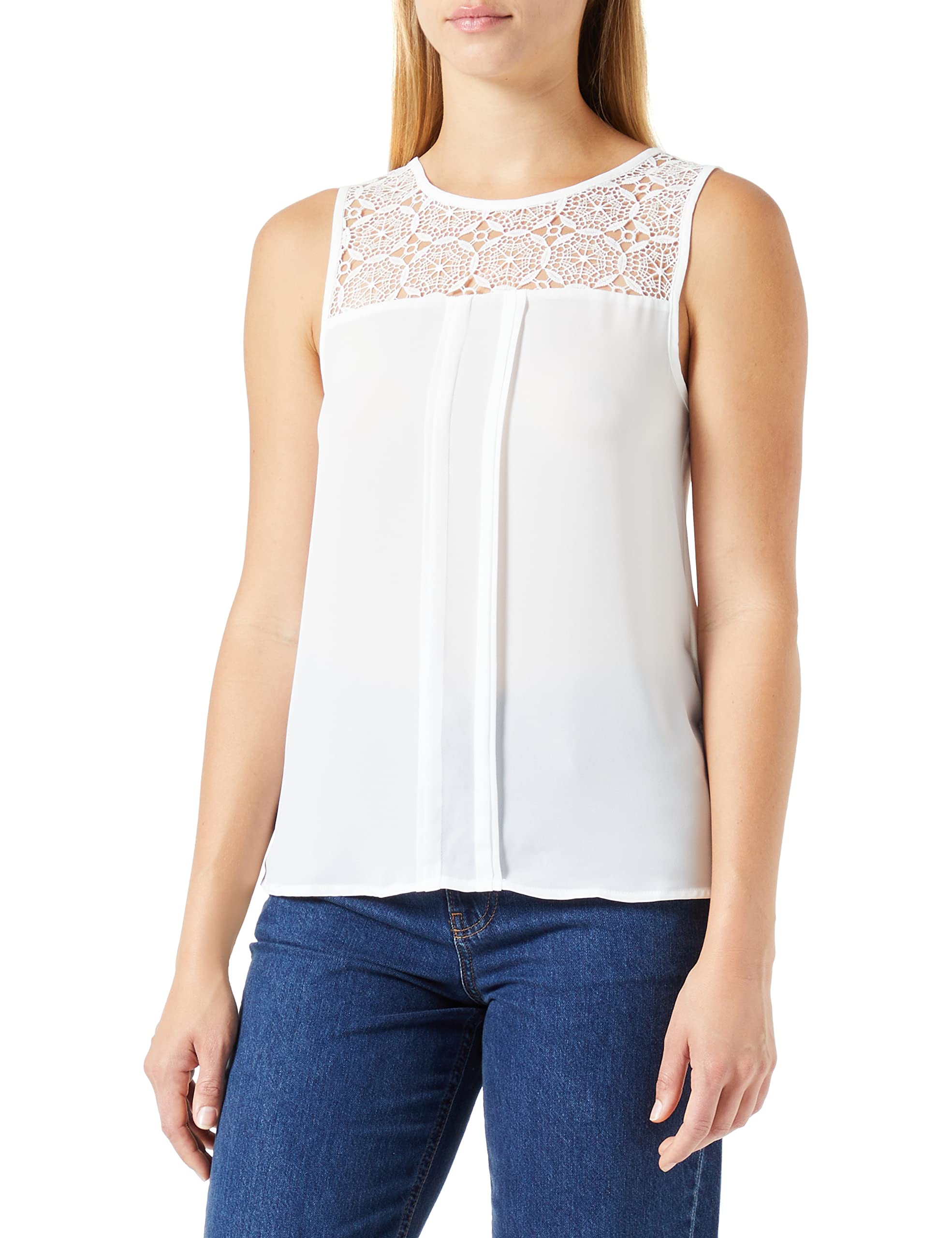 ONLY Women's Onlnapoli Lace WVN Top, Cloud Dancer, 6