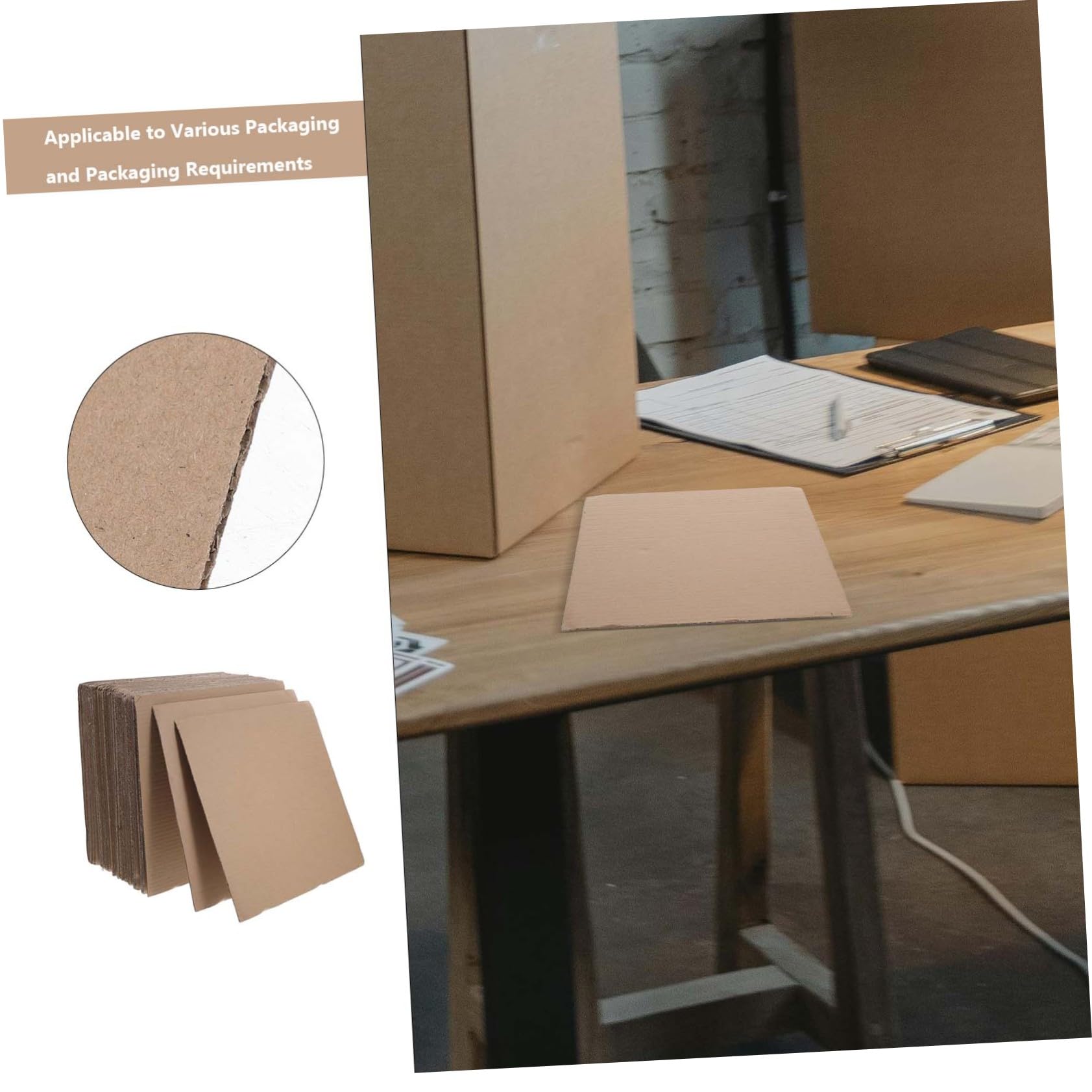 Gatuida 50 Feuilles de Séparateur en Papier Kraft Ondulé Brun pour Emballage Carton, Utilisation Polyvalente et Installation Facile, pour Artisanat et Encadrement