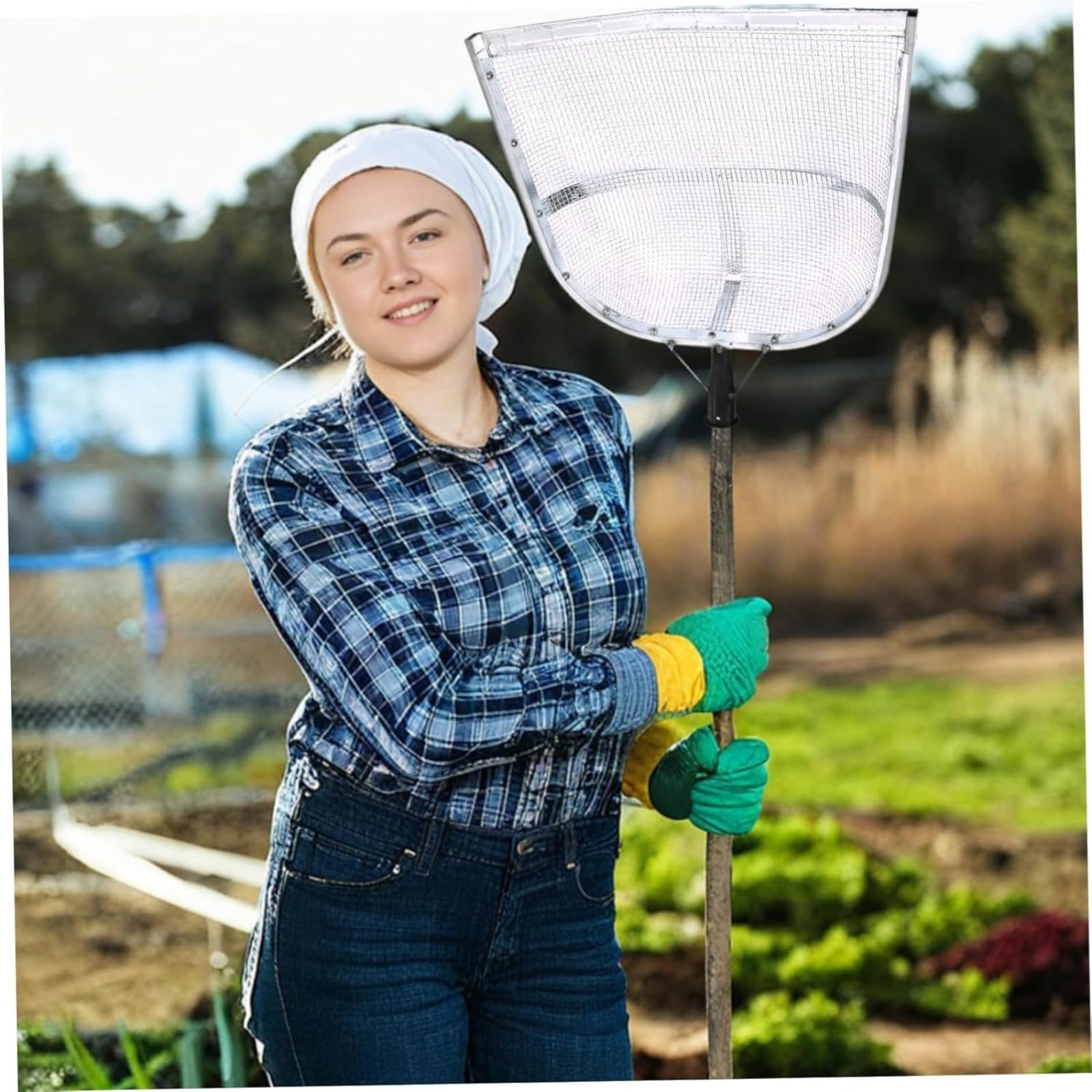 Colino per compost, grande pala da giardino in metallo, larghezza maglie 4/12 mm, setaccio per terra da giardino, pala per grani di mais, efficace setaccio ergonomico portatile in acciaio inox