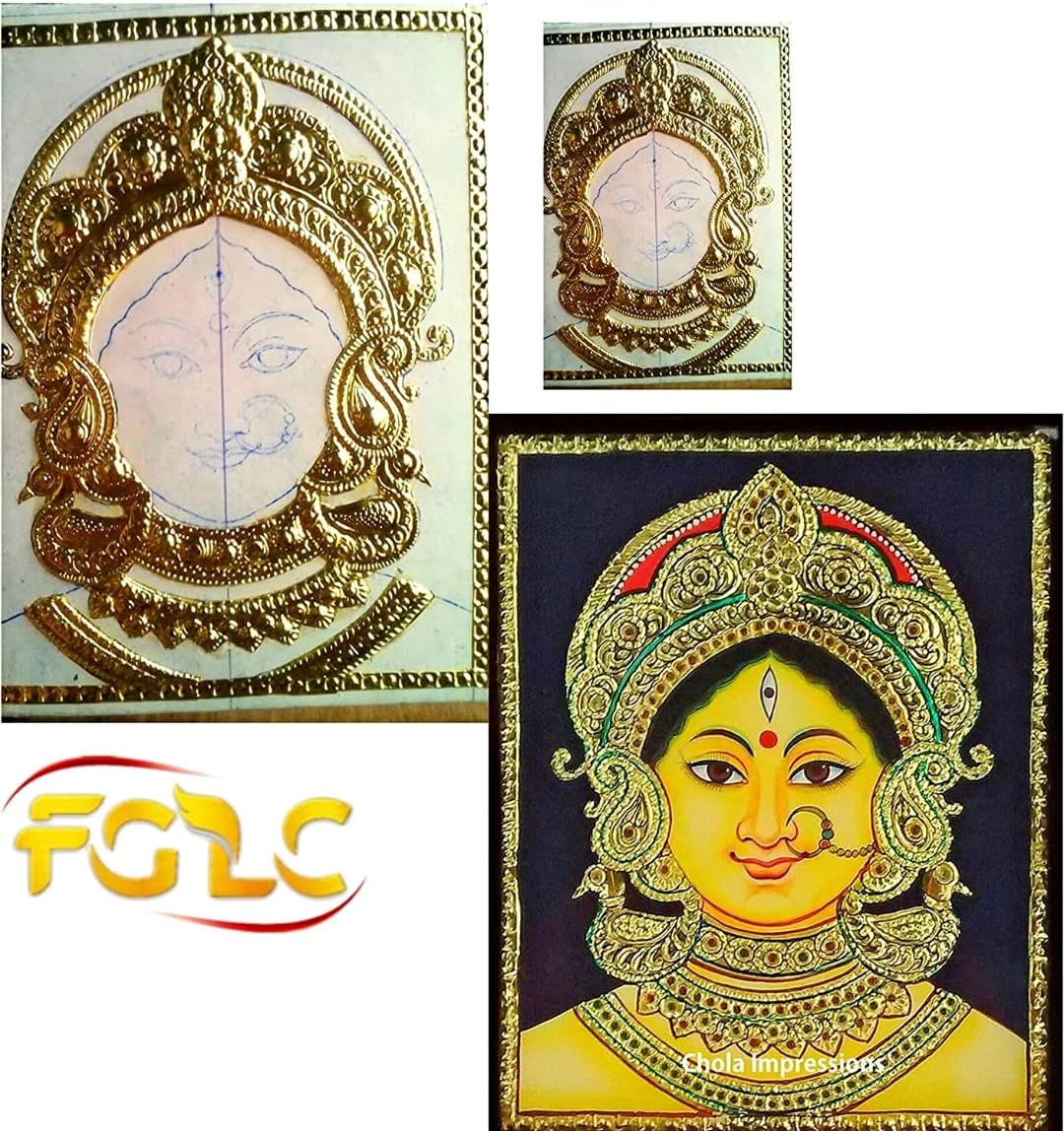 Tanjore Gold Foil 25 Sheets Booklets for Kundan Work, Tanjore Painting, Thanjavur Painting,Mysore Painting,Art & Crafts, Gods Frame, Gold Leaf Metallic Gold Foil, Gilding, (6x4 I Tanjore Foils)