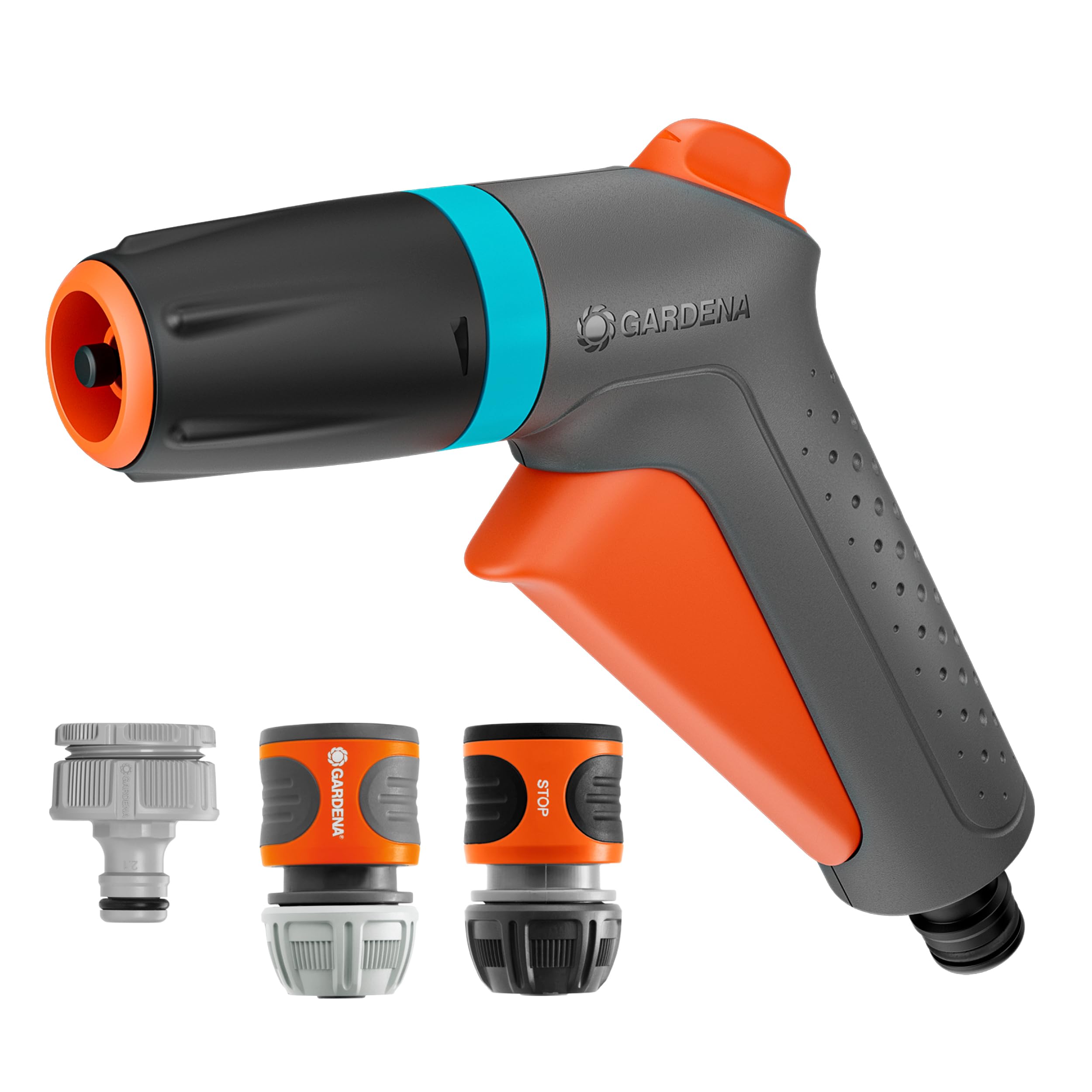 Gardena Classic Cleaning Nozzle Starter Set Sprayers & Nozzles: Garden hose spray nozzle, For cleaning and watering, Two spray patterns, Designed to last, Quick and secure connection (18362-20)