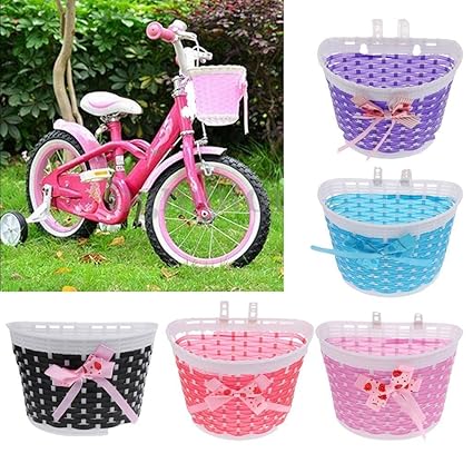 Children Kids Girls Bicycle Front Basket Bike Cycle Shopping Holder Pink