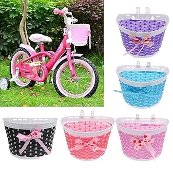 Optimuss Children Kids Girls Bicycle Front Basket Bike Cycle Shopping Holder Pink