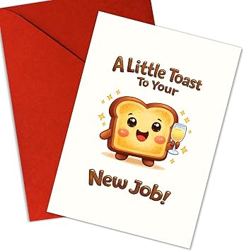 Funny New Job Card for Friends - Congratulations Well Done Card - A Little Toast New Job Card Congratulations on Your New Job Card with Envelope Leaving Farewell Goodbye