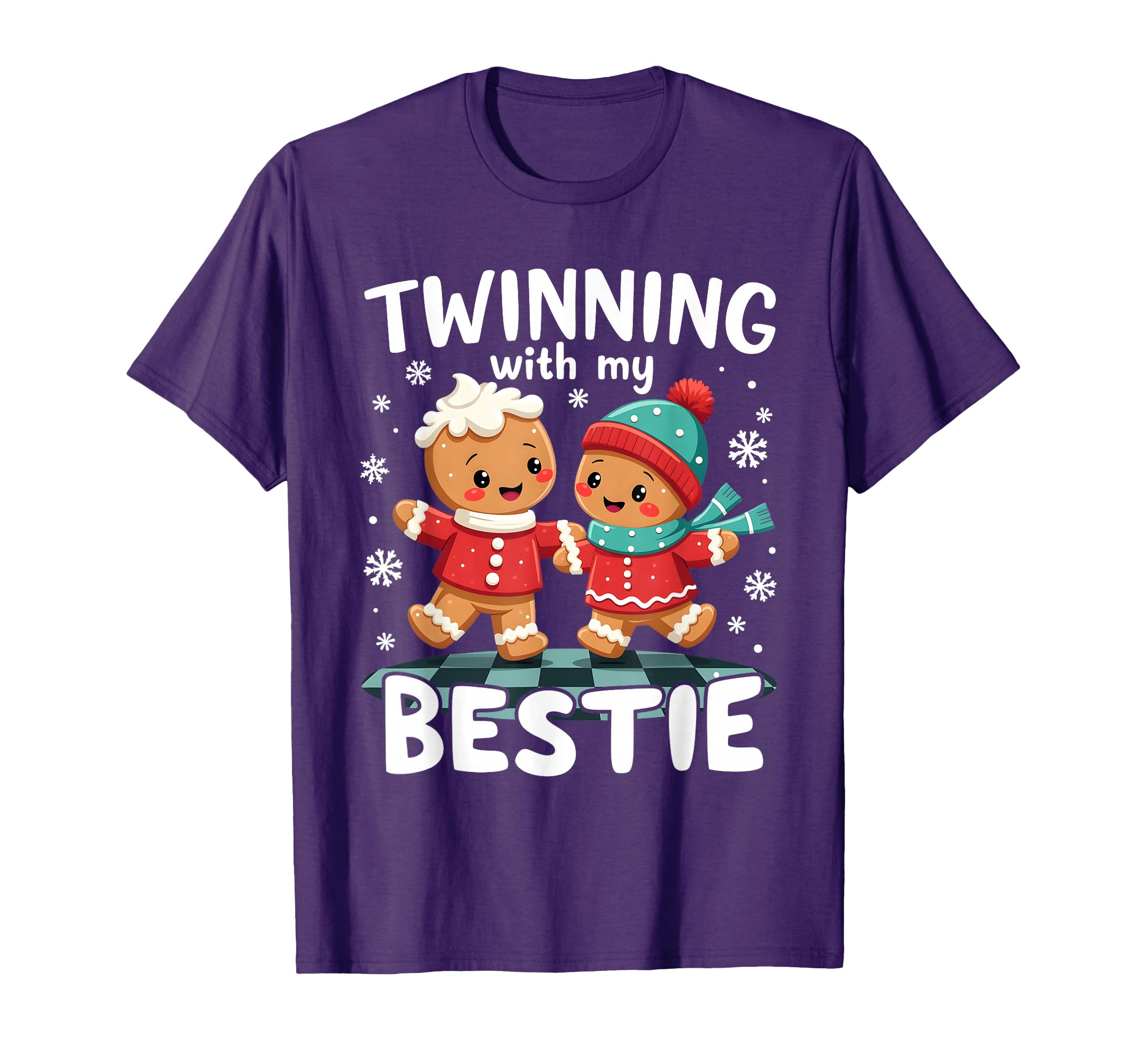 Merry Christmas Funny Best Friend Matching Twinning With My Bestie Best Friend Gingerbread T-Shirt - Unisex-Adults/Kids, Black, Small, Long Sleeve,