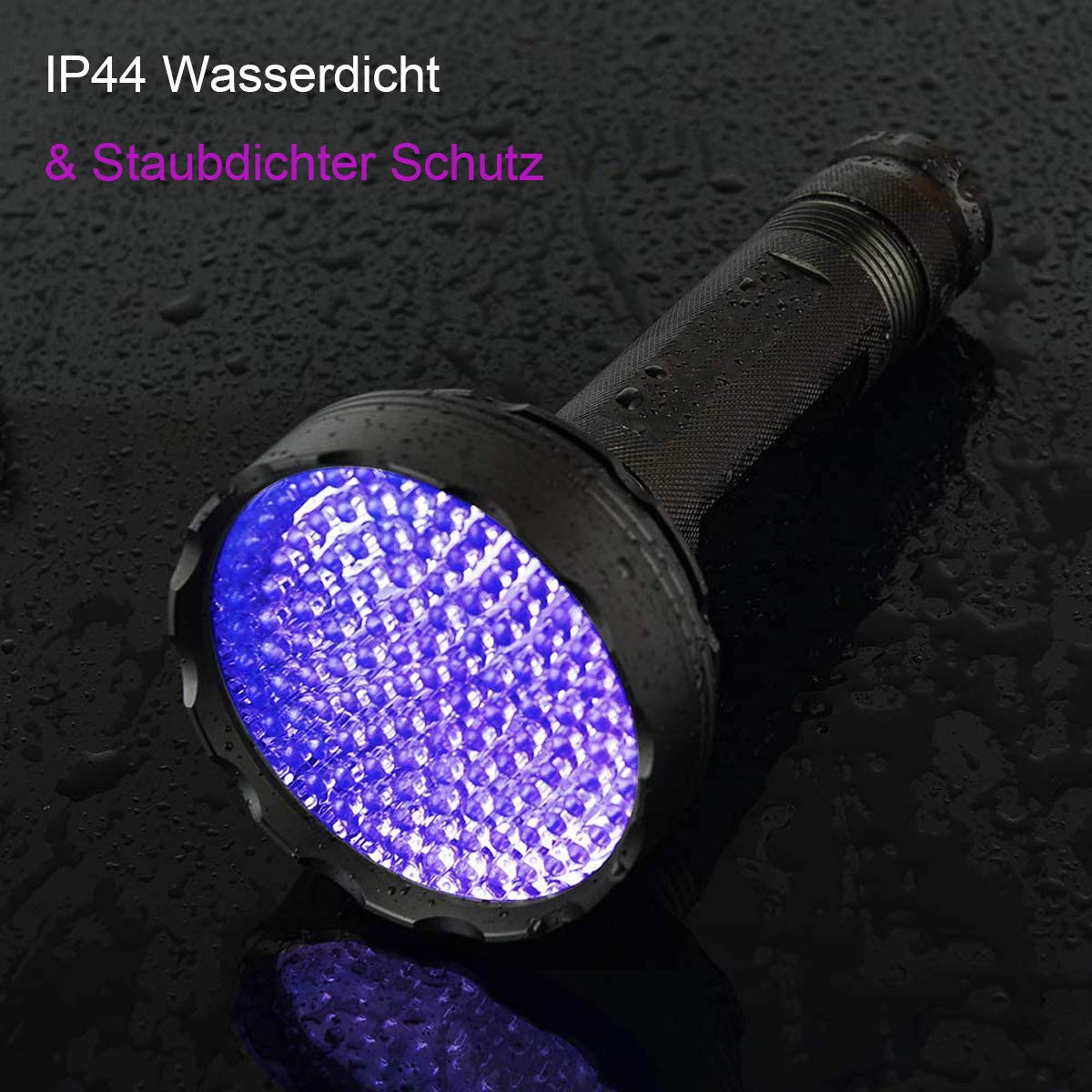 Schwarzlicht Taschenlampe, 128 LEDs UV Lampe mit UV Schutzbrille für Heimtierurindetektoren, Schwarzlichtlampe 395nm UV Licht Scorpion Torch Lampe für unechte Banknoten, Urin von Hunde, Katzen