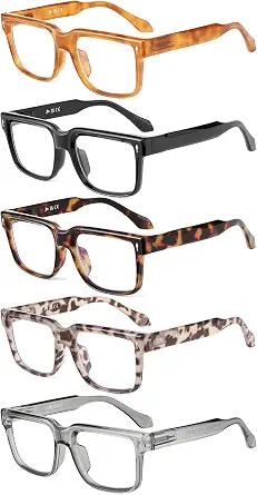  5 Pack Reading Glasses Women, Square Computer Readers Spring Hinges