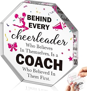 WATINC Thank You Coach Gifts - Cheerleader Appreciation Gifts for Women, Acrylic Octagon Cheerleading Coach Graduation Awards Table Centerpiece Sign, Thanks Coaches Desk Decor for Farewell Birthday