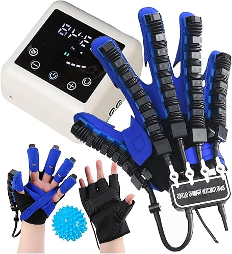 Guantes de robot de rehabilitación, equipo de recuperación de manos hemipléjicas de carrera, 9 niveles de intensidad ajustable, dispositivo de