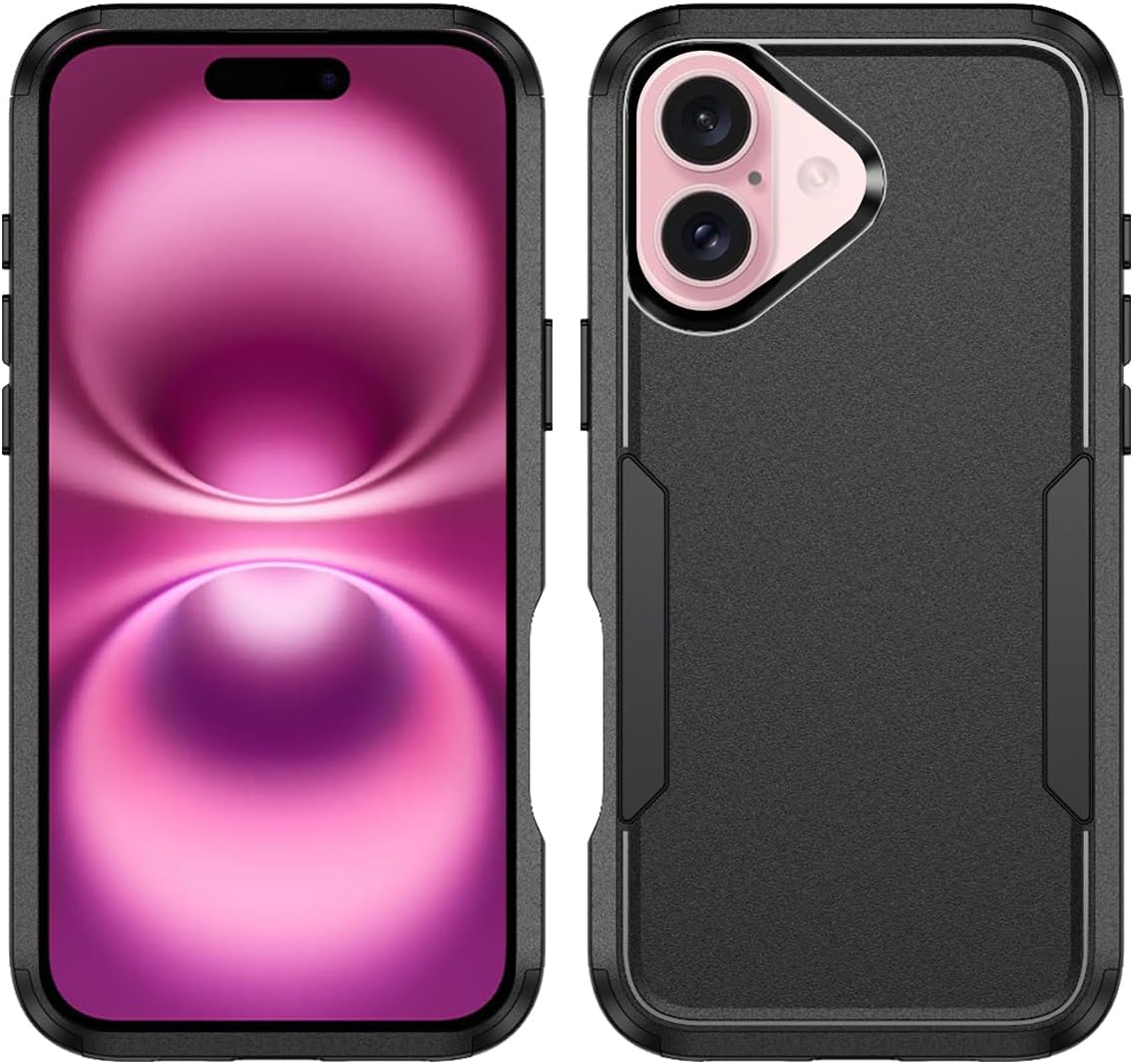 Personalized Phone Case for iPhone 16, Multi-Photo Pattern Anti-Scratch Dropproof Durable Cover Personalized Gift Customized Protective 3-Layer Phone Case, for iPhone 16-Black