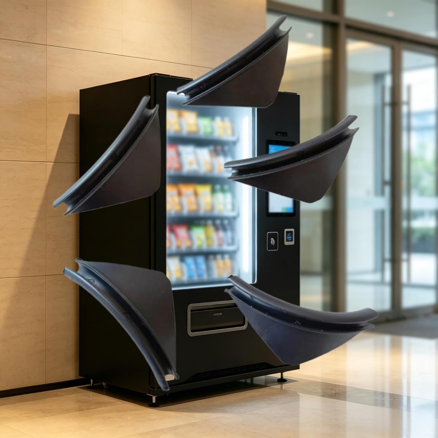 50 Pcs Universal Vending Machine Coil Pushers, Snack Vending Machine Replacement Parts, 1/8 Inch Black ABS, Prevent Potato Chips and Candies from Getting Stuck, Easy Snap‑On Installation