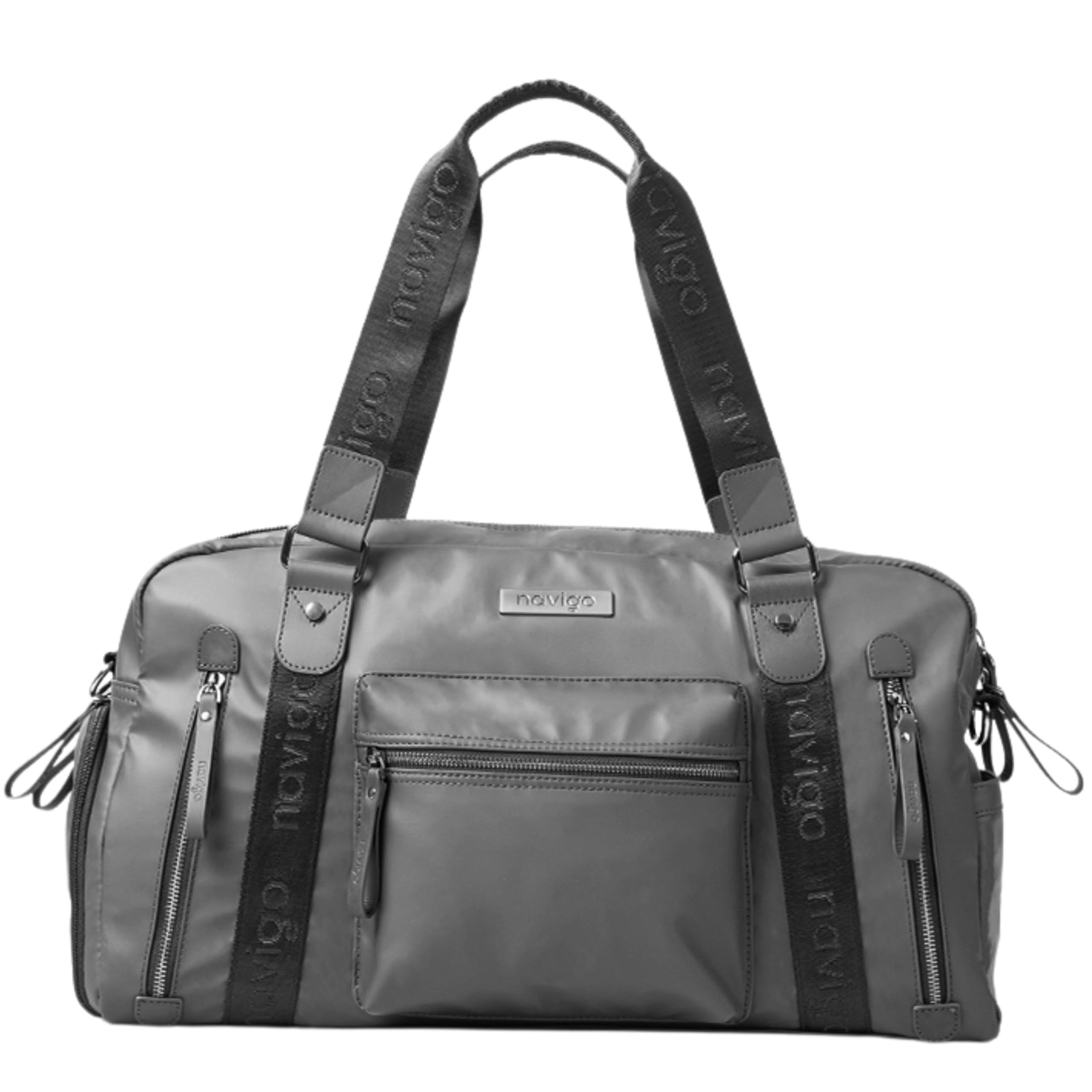 Ambassador Travel Duffle Bag – Spacious Gym and Weekend Bag with Shoe Compartment, Wide Opening & Detachable Strap for Men & Women (Grey)-image-2