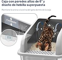 Vista 2 de Caja de arena cerrada de acero inoxidable para gatos con tapa, caja de arena extra grande para gatos grandes, bandeja de arena de metal XL