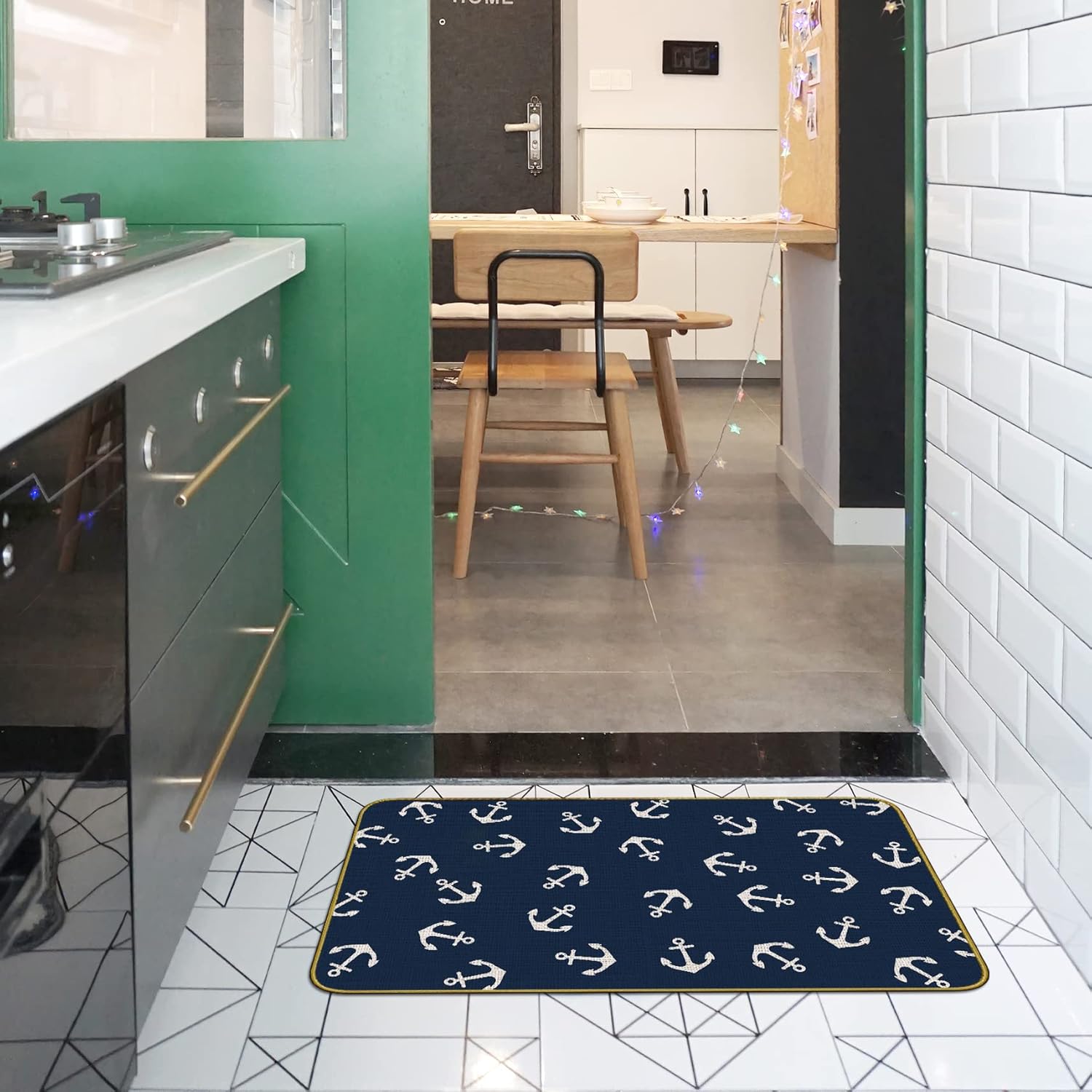 Mingnei Nautical Door Mat, Boat Floor Mats for Floor Rug, Welcome Nautical Boats Ship Kitchen Home Doormat Door Mat for Front Indoor Outdoor Rug 30 x 17