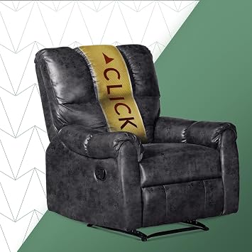 Langston Bonded Leather Manual Recliner Chair, Upholstered Living Room Armchair with Pillow Arms, Black