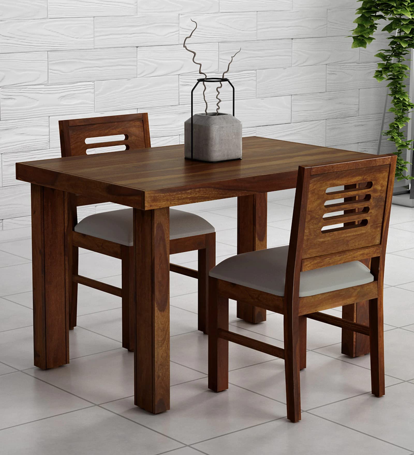 KD FURNITURES Dining Table 2 Seater with Chair Cushion | Dining Table Set | Dining Room Set || Solid Wood 2 Seater Dining Table || Wooden Dining Table 2 Seater || Dining Table,Teak Brown-image-45