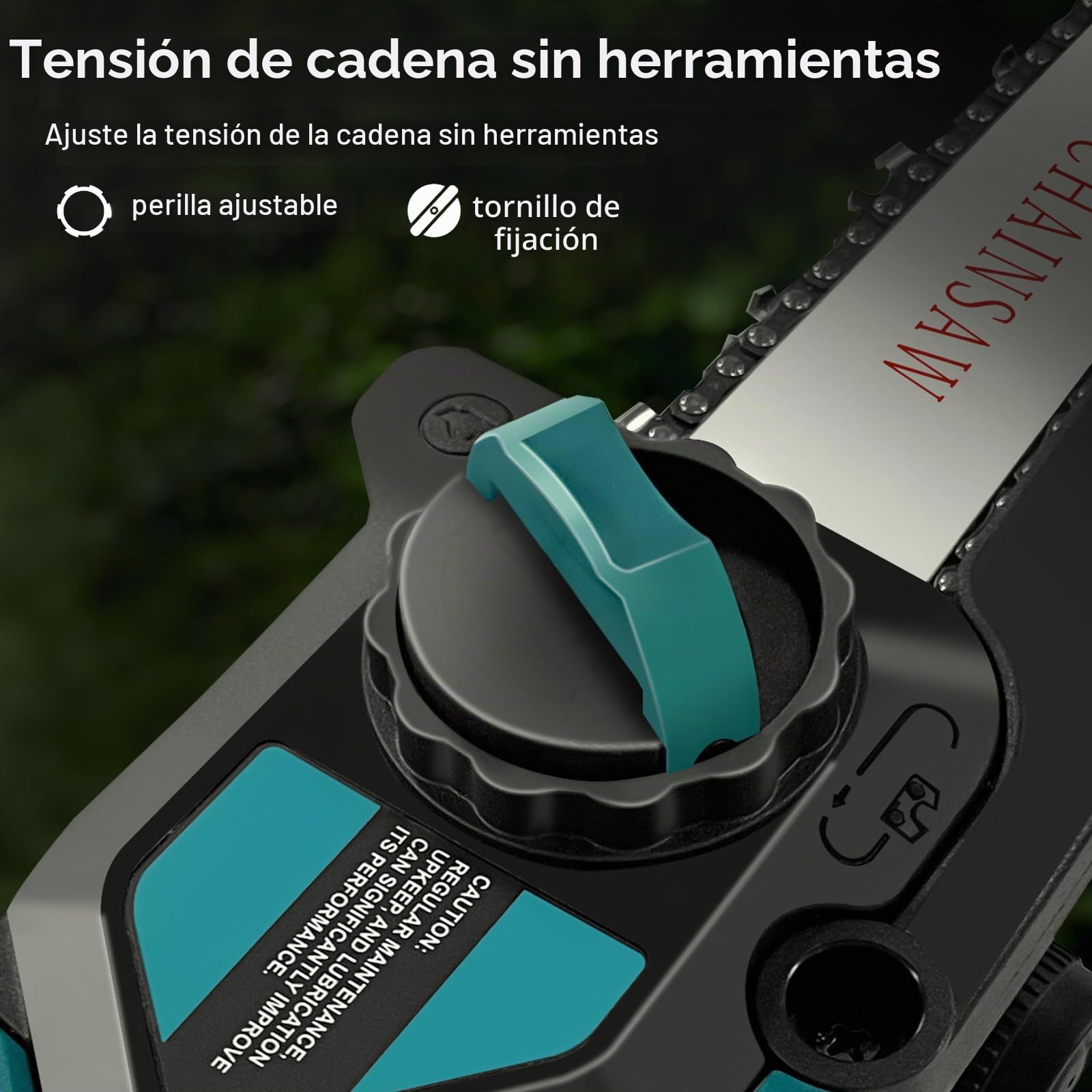QUPERR Mini motosierra 15 cm compatible con batería Makita 18V | motosierra de poda brushless con lubricación automática para cortar madera y jardín (sin batería ni aceite de cadena)