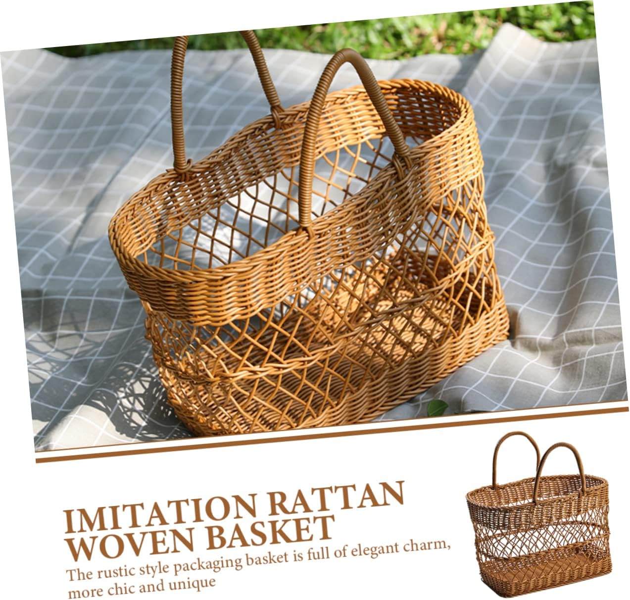 Multi-functional Woven Storage Basket Rustic Picnic Grocery Organizer for Flowers Bread and Snacks for Outdoor Events Weddings and Home